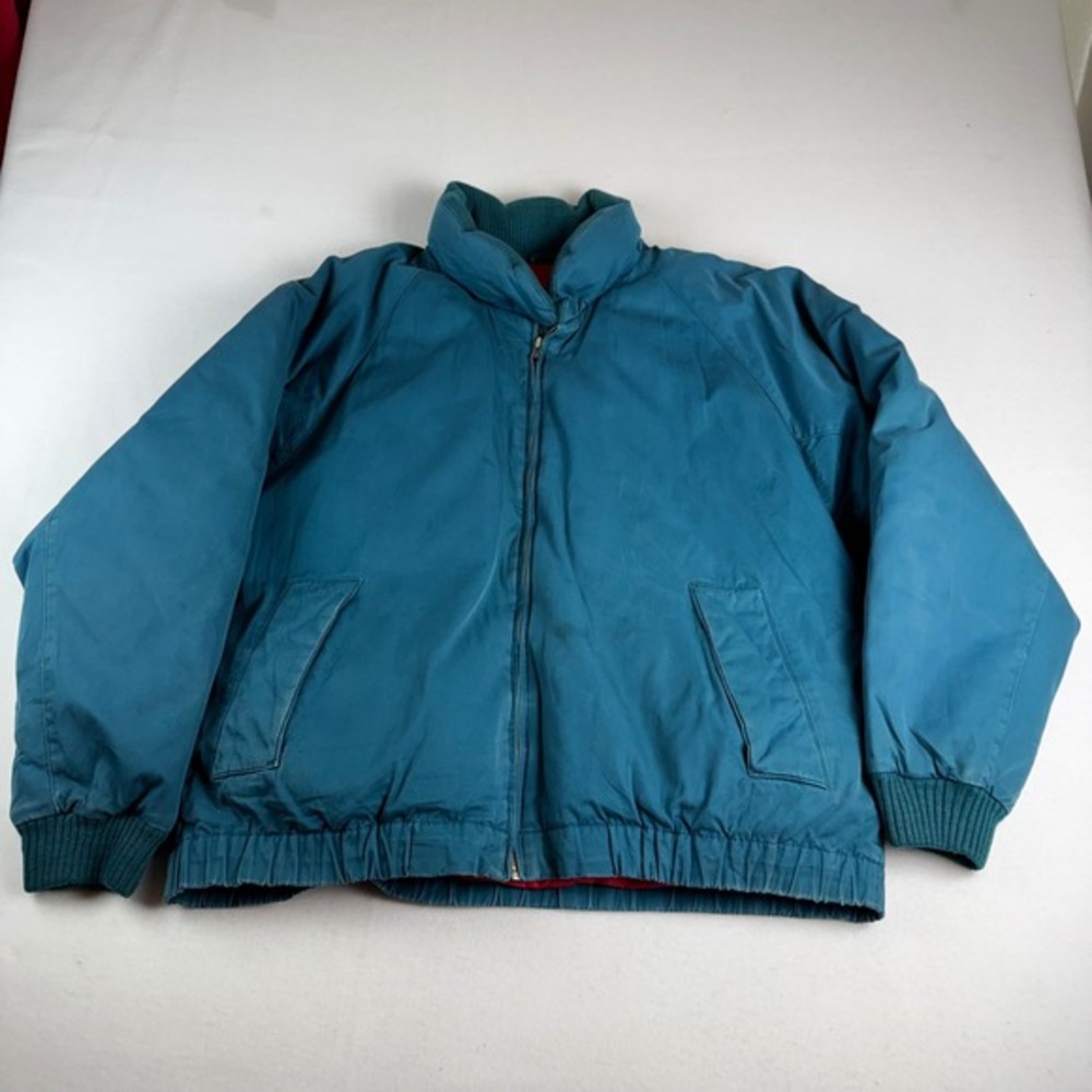 Eddie Bauer Vintage GooseDown Puffer Jacket‎ TealGreen with Red Lining